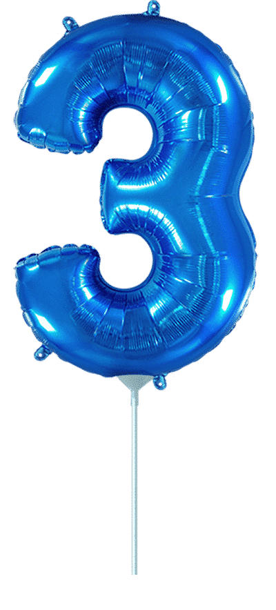 Number 3 Mini - Blue, 14"/35cm
