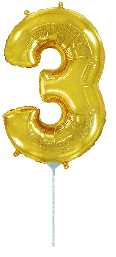 Number 3 Mini - Gold, 14"/35cm