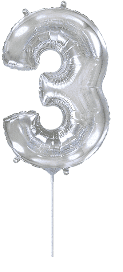 Number 3 Mini - Silver, 14"/35cm