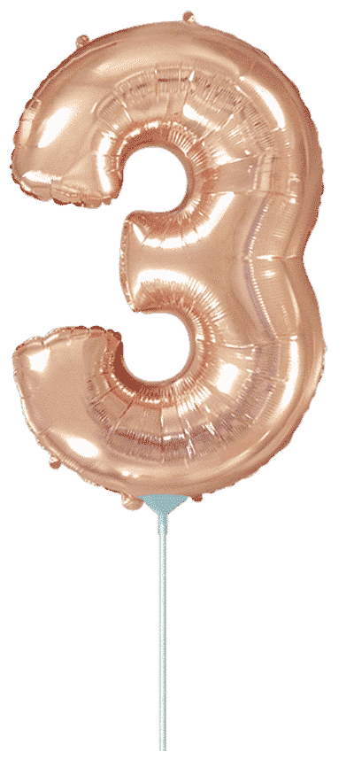Number 3 Mini - Rose Gold, 14"/35cm