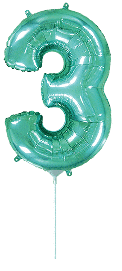 Number 3 Mini - Turquoise, 14"/35cm
