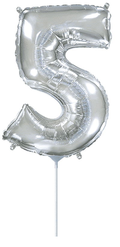 Number 5 Mini - Silver, 14"/35cm
