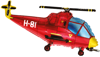 Helicopter - Red, 22"/57cm.h x 38"/96cm.w
