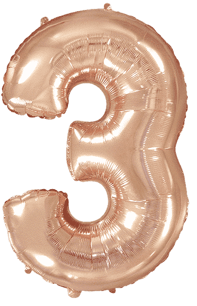 Number 3 - Rose Gold, 40"/102cm