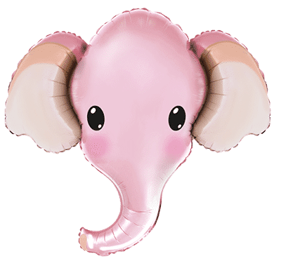 Elephant Head - Pink, 32"/81cm.h x 39"/99cm.w