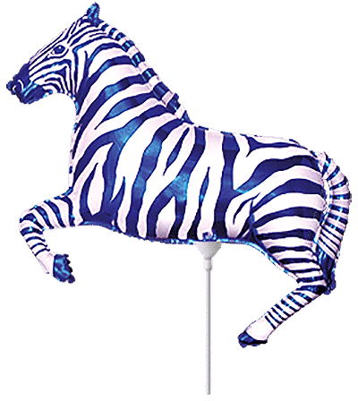 Zebra - Blue, Mini 11"/29cm.h x 16"/41cm.w