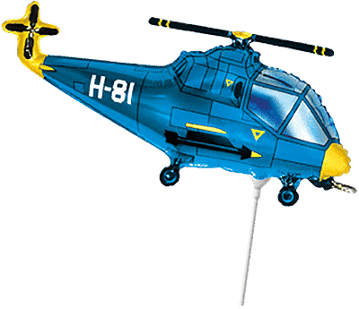 Helicopter - Blue, Mini 10"/25cm.h x 17"/43cm.w