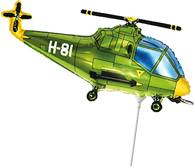 Helicopter - Green, Mini 10"/25cm.h x 17"/43cm.w