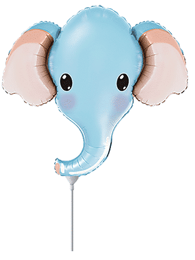 Elephant Head - Blue, Mini 9"/24cm.h x 12"/30cm.w