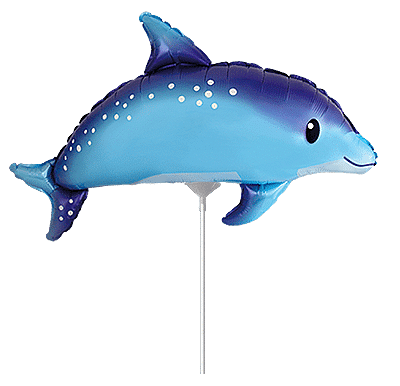 Cute Dolphin - Mini 11"/29cm.h x 15"/38cm.w, Blue