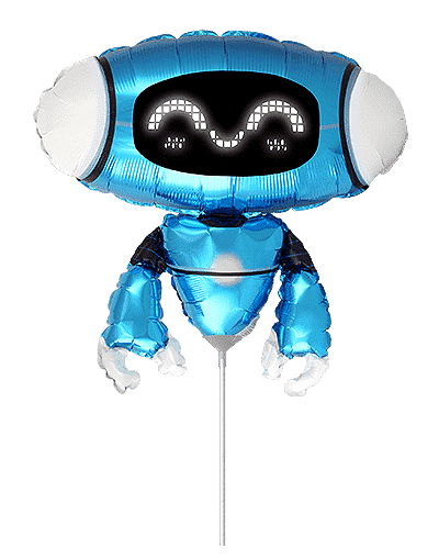 Robot - Blue, Mini 11"/28cm.h x 13"/32cm.w