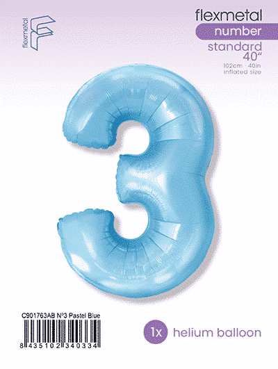 Number 3 - Pastel Blue, Single Pack