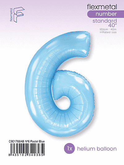 Number 6 - Pastel Blue, Single Pack