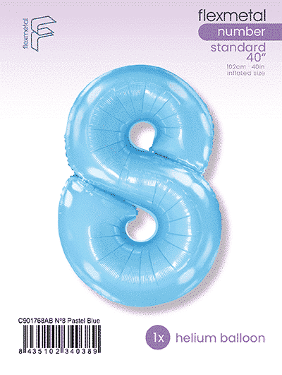 Number 8 - Pastel Blue, Single Pack
