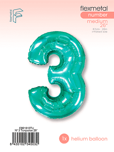 Number 3 - Single Pack, Turquoise