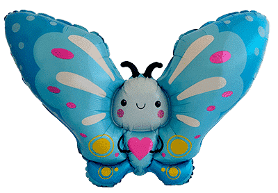 Cute Butterfly - Blue, 24"/60cm. h x 44"/113cm. w