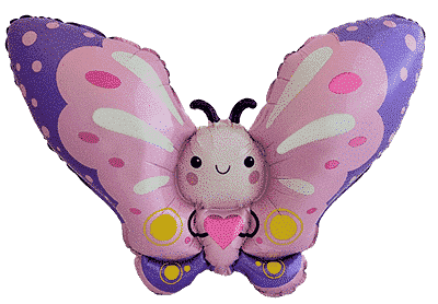 Cute Butterfly - Pink, 24"/60cm. h x 44"/113cm. w