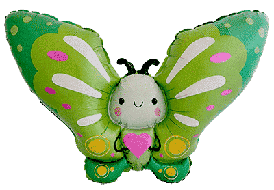 Cute Butterfly - Green, 24"/60cm. h x 44"/113cm. w