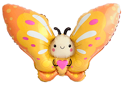 Cute Butterfly - Yellow, 24"/60cm. h x 44"/113cm. w