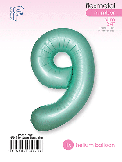 Number 9 Slim - Single Pack, Satin Turquoise